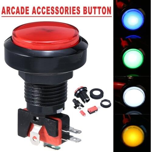 New LED Push Button 5V/12V Round Arcade LED Light Button Lamp Holder for Machine instructions Tool Part Red, Blue, White, Yellow