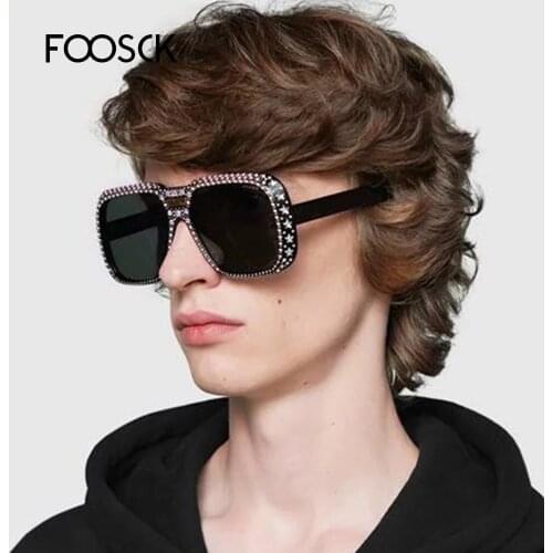FOOSCK 2019 New Fashion Sunglasses Women Diamond Laides Oversized Sun Glasses mens sun glasses brand designer UV400