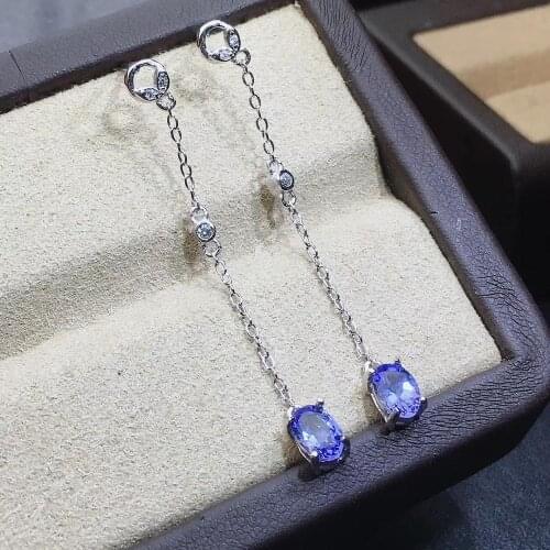 New Arrival Real Natural Natural and Real Tanzanite Earring 925 sterling silver Fahshion Natural Tanzanite Earring