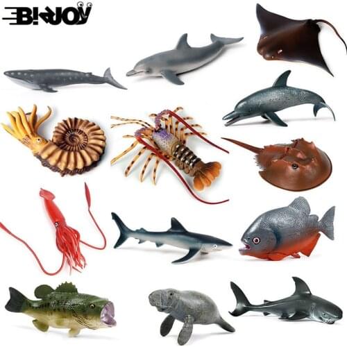 Lobster Shark Sailfish octopus Model Simulation Marine Life Figure Educational Ocean Animal PVC Toy for Child Kids Decor Gift