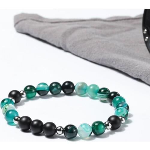 Wholesale Fashion green stone Simple Bracelets stainless steel beads bracelet for jewelry gift 50pcs/lot+freeshipping