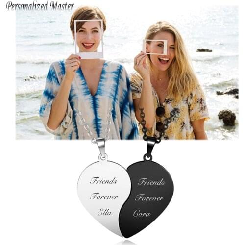 Personalized Master Engrave Name Necklace Custom Text Friend Lover Family Yin Yang Heart Pendant Necklace Customized Jewelry DIY