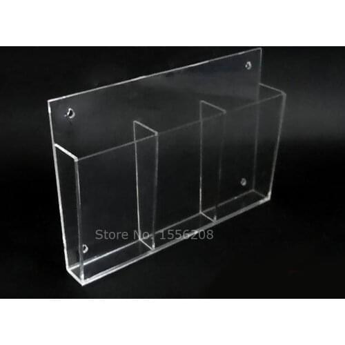Transparent Acrylic Wall Mounted Storage Box Holder Remote Control Holder File Brochure Organizer Storage Box