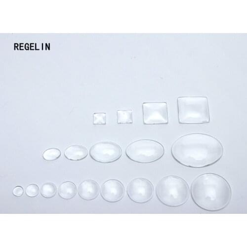 REGELIN 50pcs/lot 8-30mm Round/Oval/Square Flat Back Clear Glass Cabochon Transparent DIY Fashion Jewelry Promotion 2017 Fashion