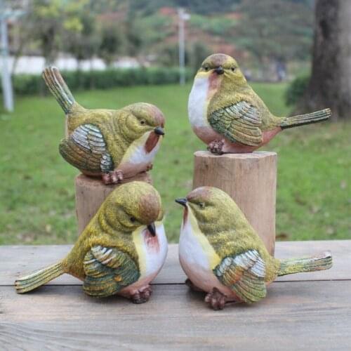 Gardening Garden Home Decoration Ornaments Bird Resin Statue 4 Piece Set Garden Decoration Home Decoration Art