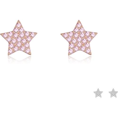 ZEMIOR 925 Sterling Silver For Women Trendy Star Stud Earrings Clear Cubic Zirconia Small Earrings Fine Silver 925 Jewelry