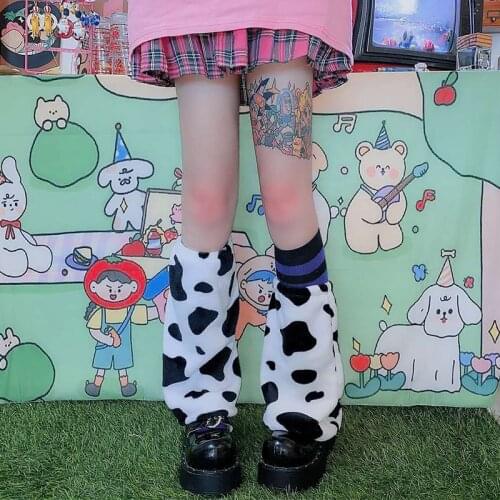 White Lovely Women Student Leg-warmer 2021 Autumn Winter Lady Cute Lolita Mid-calf Villus Socks jk Hipster Warm Drawstring Sock