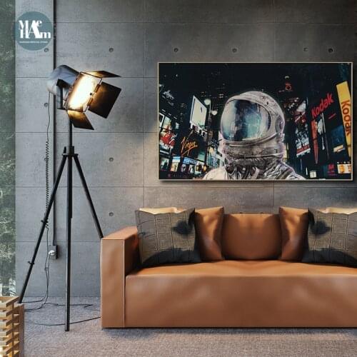 Nordic Sci-fi Space Earth Astronaut moon man Wall Art Canvas Poster Print Painting Wall figure Pictures for Living Room decor
