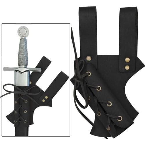 Medieval Sword Frog Belt 10inch Waist Sheath Scabbard Adult Warrior Armor Costume Black Rapier Leather Buckle Strap Holster