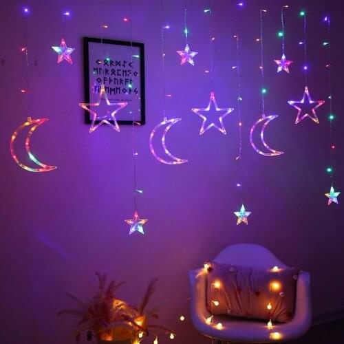 3.5M Fairy Star LED Curtain String Lights Garlands Christmas Tree Lamps Decor for Room Home Holiday Lighting Wedding Party Plug
