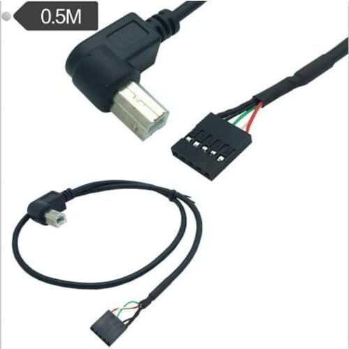 Printer USB BM Male Elbow Connection Cable Extension Cable To 5P DuPont 2.54 Connector Grounding 0.5M
