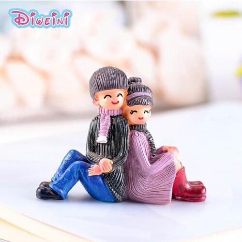 Back to Back Lover Miniature Figures Cartoon anime character model Figurine pretend house toy doll accessories cake decoration