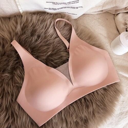 Wriufred Jelly bar one-piece gather bra without steel ring seamless underwear comfortable and breathable latex cotton bralette
