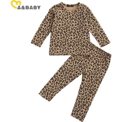 Ma&Baby 1-6Y Toddler Kid Baby Leopard Pajama Sets Casual Long Sleeve T shirt Pants Autumn Children Clothes Set Outfits
