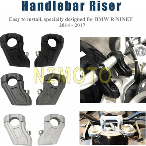 1 Pair Gray Aluminum Motorcycle Handlebar Riser Handle Bar Clamp Extend Adapter For BMW R NINET 2014 2015 2016 2017