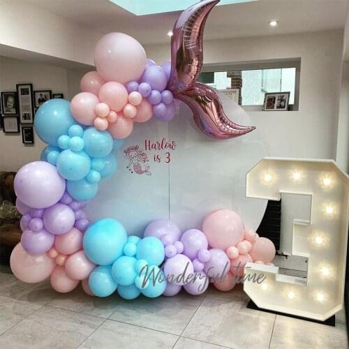 123pcs Macaron Peach Balloons Garland Arch Kids Birthday Party Decoration Purple Blue Golobs Baby Shower Supplies Wedding Decor