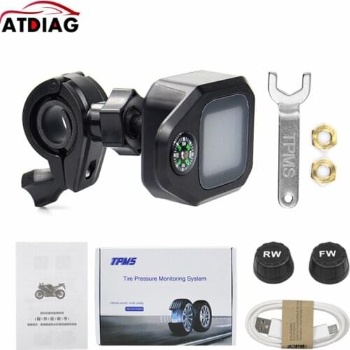 2021 Motorcycle TPMS LCD Color Screen motorbike Tire Pressure Monitoring System Tire Temperature 2PCS External Sensor