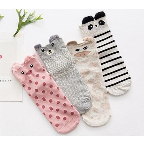 2020 Harajuku Japanese Women Socks Spring Autumn Cute Meias Cartoon Animal Cotton Socks For Woman Casual Chasractter Femme Sox