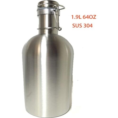 2L 64 Oz beer bottle food grade 304 stainless steel home brewery for wine vin bier moonshine homebrew tool brewing accessories