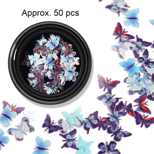 3D Butterfly Gold Silver Flakes Holography Nails Mirror Sequins Paillette for Nail Art Decoration Sticker DIY Studs