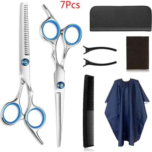 7pcs Hair Scissor 6 Inch Barber Hairdressing Cutting Professional Shear Set RXJC