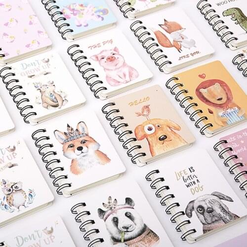 80sheets Cute Student Rollover Coil Notebook Portable Pocket Notepad Cartoon Notebook Cute Stationery Office and School Supplies