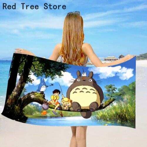 Cartoon Totoro Printed Bath Towel Anime Microfiber Beach Towels for Kids Adult Gift Quick-dry Blanket Summer Cute Yoga Mat Cover