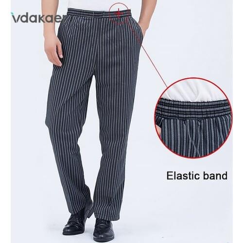 Chef pants balck pants hotel restaurant bakery catering elastic trousers zebra pants High Quality Chef uniforms work clothes