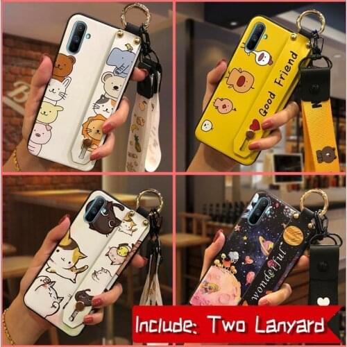 Kickstand Lanyard Phone Case For OPPO Realme C3/C3i Silicone Fashion Design Soft Dirt-resistant TPU