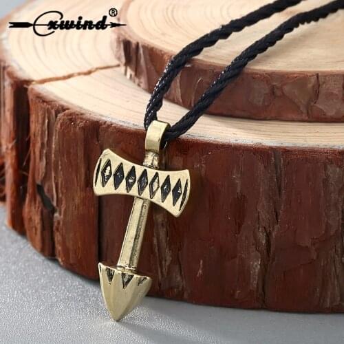 Cxwind Vintage Thors Hammer Mjollnir Necklaces Viking Scandinavian Pendant Necklace Cross Arrow Necklaces Bijoux Nordic collier