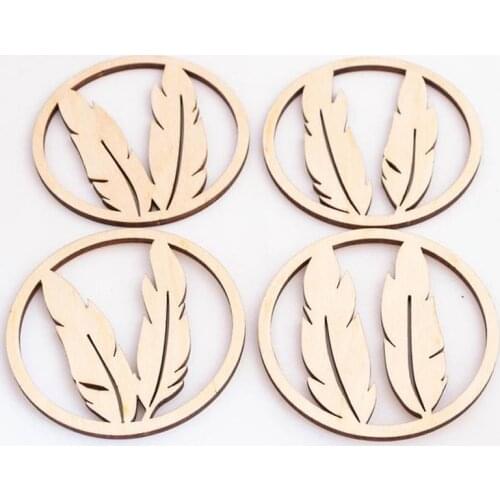 Wood coasters - Laser cut Feather, Unique coaster, Modern design coaster, Laser cut drink coast