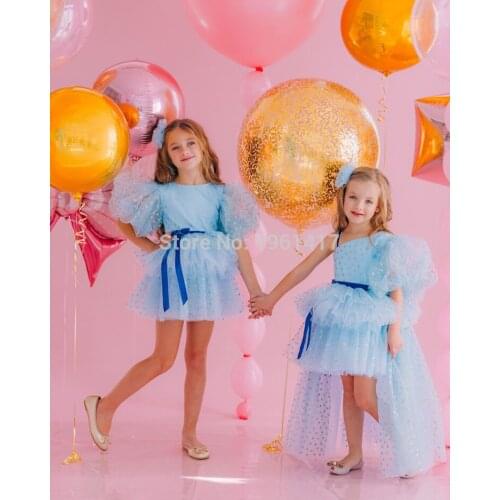 Children dress Halloween blue princess clothes stage performance clothing sweet cute ankle dress sand queen cosplay