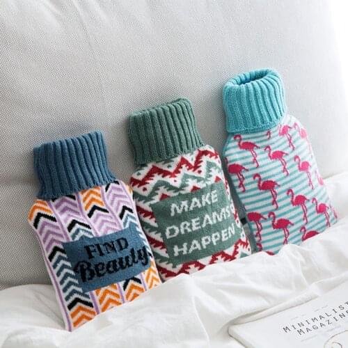 Good Elasticity Printed Knitted Cover for 850 ml Hot Water Bottle Rubber Winter Warmer for Women Kids (Cover Sleeves Only)