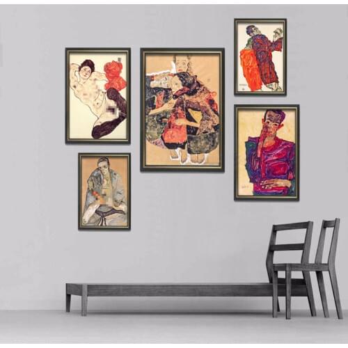 Egon Schiele Body Color Delineation Sketch Canvas Art Print Painting Poster, Wall Picture For Living Room, Home Decor