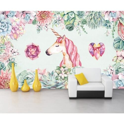 Custom wallpaper murals hand-painted fleshy flamingo background wall painting home decoration living room bedroom 3d wallpaper