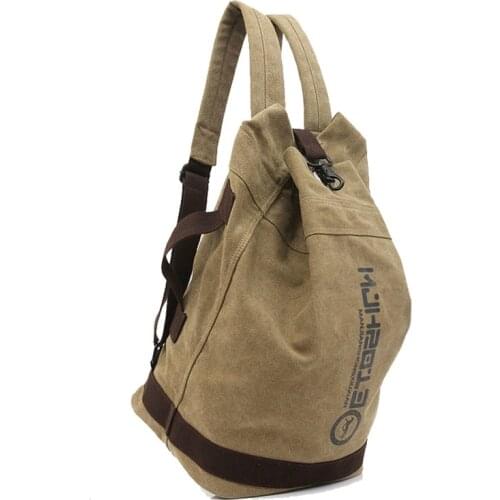 Canvas Bucket Backpack Korean Casual Sports Student Bag Outdoor Travel Large Capacity Bag Hiking Backpack pph53