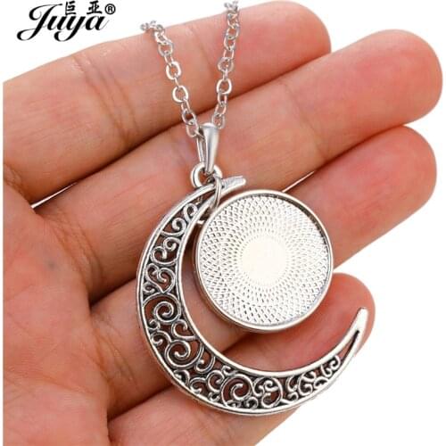 JUYA Jewelry DIY 5PCS Size 45+5cm Metal Chain Length Ancient Moon Necklace Pendant For Women Jewelry Making Accessories