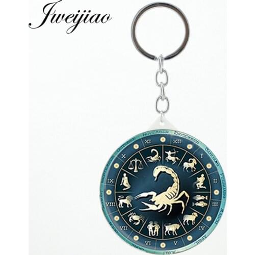 JWEIJIAO practise divination 12 Zodiac keychain makeup mirrors Cancer Leo Virgo Constellation moive Compact mirror femme D1169