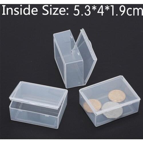 50pcs/lot Small box rectangular Transparent plastic box Storage Collections Container Box Case for screws coins 5.5*4.3*2.2cm