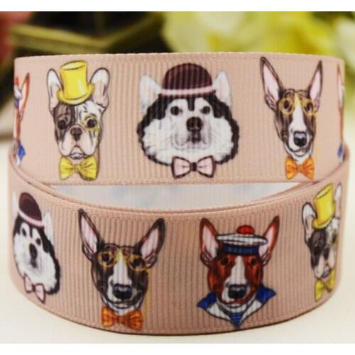 22mm 25mm 38mm 75mm Dogs Cartoon printed Grosgrain Ribbon party decoration 10 Yards X-04496