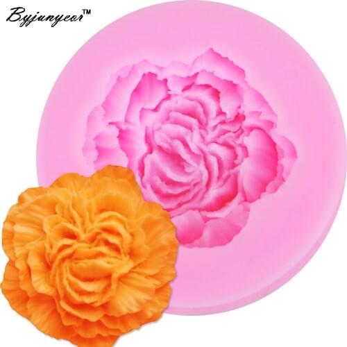 Byjunyeor M638 DIY Peony Epoxy UV Resin Silicone Mold Sugar Craft Fondant Cake Decorating Tools 4.5*0.7cm