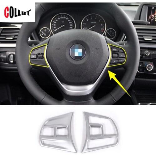 COLLBT Matte Chrome Interior Steering Wheel Button Cover Trim For BMW 3 4 Series F30 F34 GT 2014-2017 Accessories