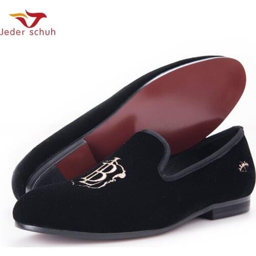 New Style Fashion Men Loafers Gold Embroidery Handmade Men Velvet Shoes Party And Wedding MenS Flat Size Us 6-14 Freeshipping