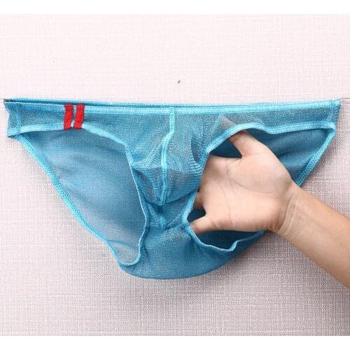 Men Soft Ice Silk Underwear Sexy Ultra Thin Penis Pouch Mens Briefs Panties Underpants Cueca Low Rise Slips Hombre Briefs