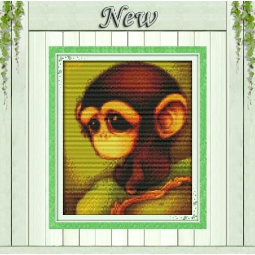 Lovely Monkey cartoon NKF decor painting counted printed on canvas DMC 14CT 11CT DIY Cross Stitch Embroider kits Needlework Sets