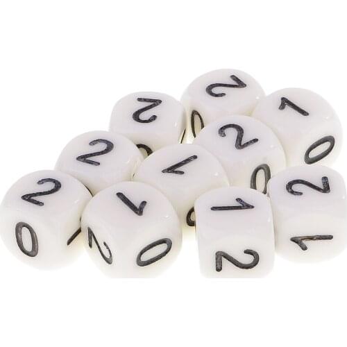 10Pcs 0 1 2 Numerals 16mm Dices Set for Dice or Math Games Party Pub Bar Toy