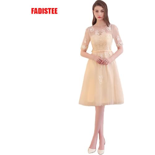 FADISTEE New arrival elegant party prom dress Vestido de Festa appliques lace-up dress short sleeves dress