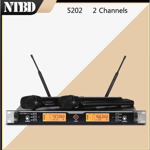 NTBD Stage Performance KTV Sing Hip Hop Rap 4 Antenna 3032 UHF Professional Dual Wireless Microphone True Diversity Automatic FM