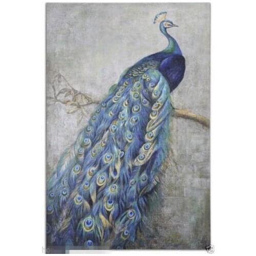 Huge ~ Oil Painting Peacock Canvas Modern Abstract Art Decor Wall 1PC