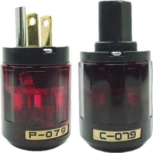 Oyaide Gold Plated C-079 IEC Female P-079 Male US Power plug Audio Connector Hifi DIY MATIHUR Audio hifi1 Pair